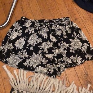 Brandy Melville Black & White Floral Shorts